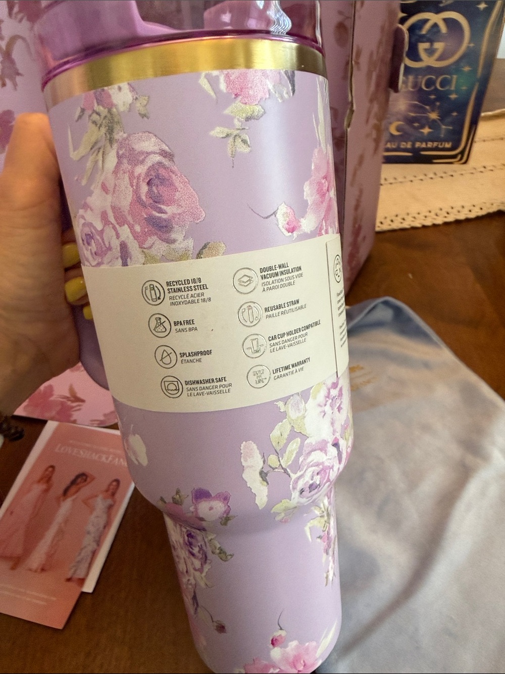 Stanley Love Shack Fancy Purple Pink Floral with Handle and Straw - Picture 9 of 14